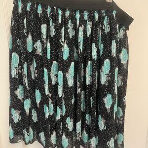 Torrid Green and Blue Midi Skater Skirt with Pleats